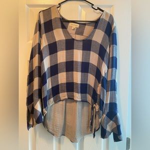 Anthropologie Top Blue/White Checkered